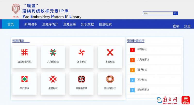 “瑶篮”团队开发的瑶族刺绣纹样元素IP库。受访者供图。